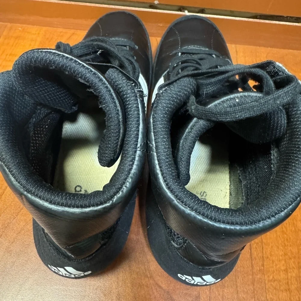 Adidas Black and White High-Top Athletic Shoes